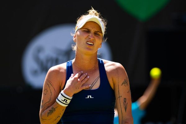 Marketa Vondrousova of the Czech Republic in action during the second round of the 2024 ecotrans Ladies Open WTA 500 tennis tournament